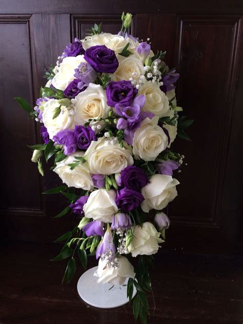 vintage style brides shower bouquet purple white lilac