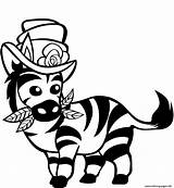 Zebra Coloring Hat Pages Printable Cute sketch template