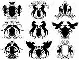 Heraldic Heraldry Vector Animal Animals Clipart Symbols Set Stock Blason Horse Vectors Shield Illustrations Shields Crest Elements Arms Coat Panther sketch template