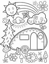 Coloring Pages Printable Adult Camping Summer Fun Happy Sheets sketch template