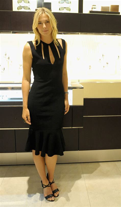 maria sharapova braless wearing a sexy black dress at tag heuer aventu pichunter