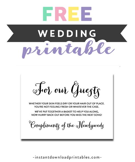 wedding bathroom basket sign  printable printable templates