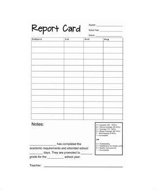 printable report cards  teachers pic tools