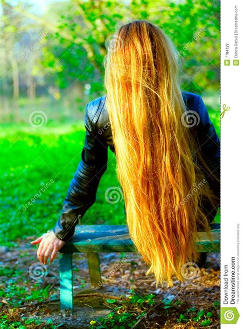 Back Of Blond Woman With Long Beautiful Hair Royalty Free