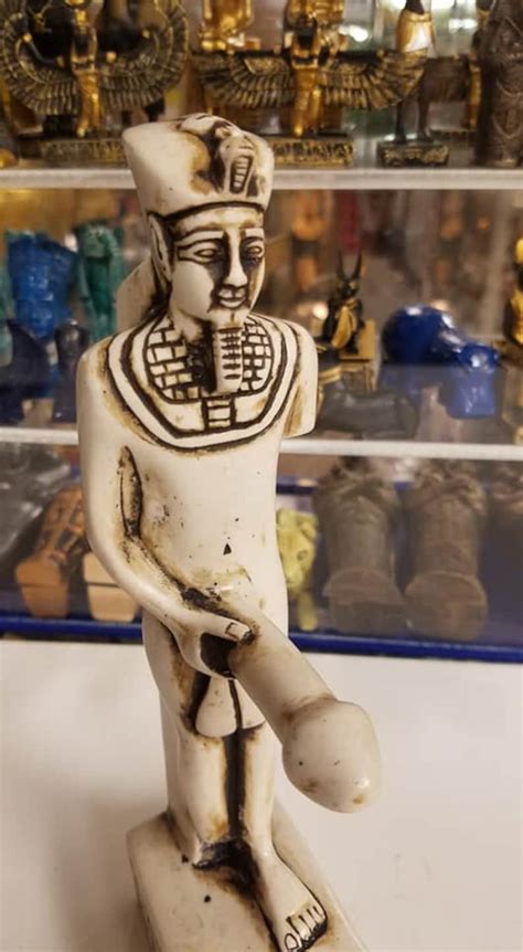 unique large egyptian god min statue 9 h made in etsy