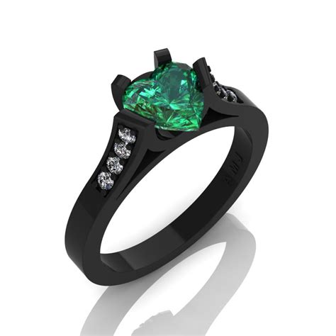 gorgeous 14k black gold 1 0 ct heart chatham emerald