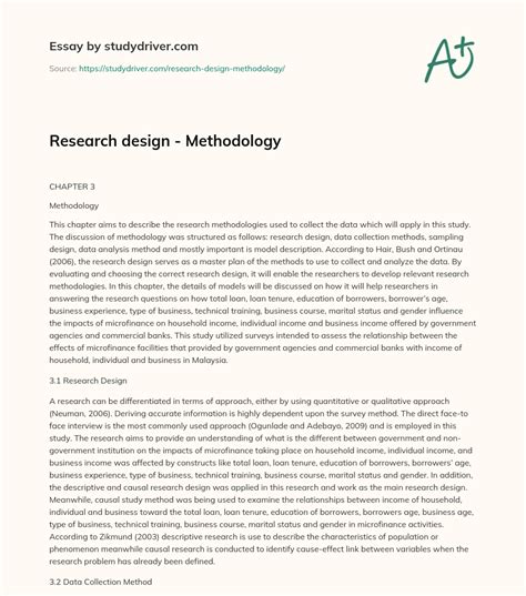 research design methodology  essay  studydrivercom