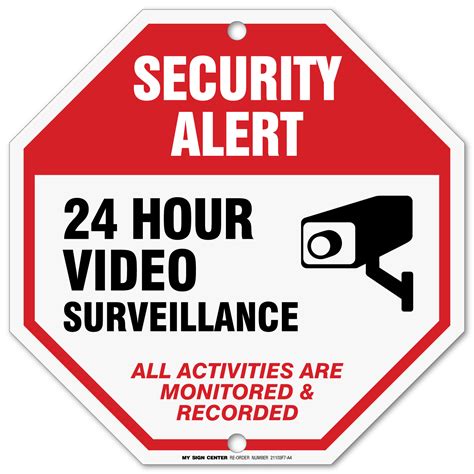 hour video surveillance sign security camera sign warning  cctv