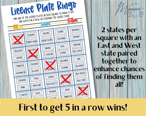 license plate bingo car game printable bingo travel activity digital