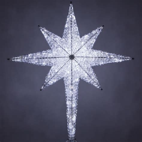 christmas decorations shimmering cool white led crystal  point star tree topper