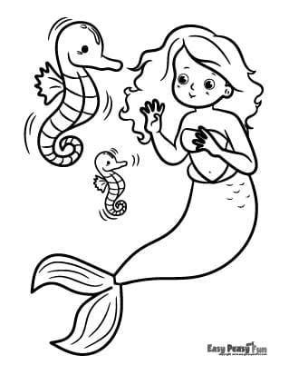 mermaid coloring pages  printable sheets easy peasy  fun