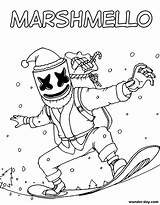 Marshmello Fortnite Coloriage Imprimer Plague Snowboard sketch template