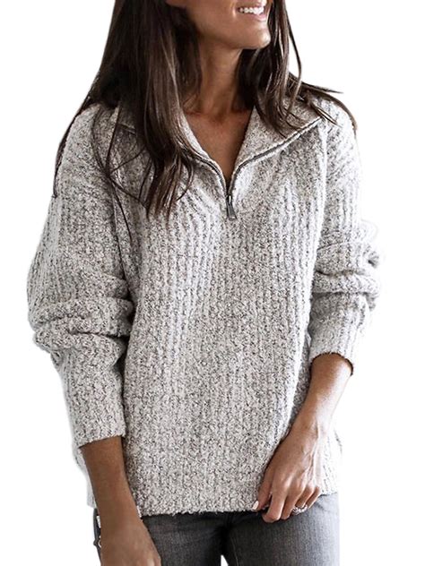 mafulus womens fleece sweater soft zip pullover sweater walmartcom