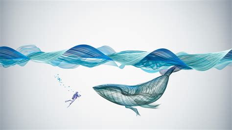 Wallpaper Whale Waves Underwater Artwork 4k Abstract