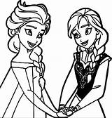 Elsa Coloring Pages Anna Holding Hands Frozen Princess Disney Printable Sheets Print Cartoon Choose Board sketch template