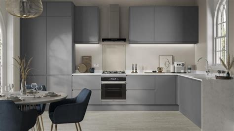 howdens clerkenwell super matt slate grey kitchen integrated handle