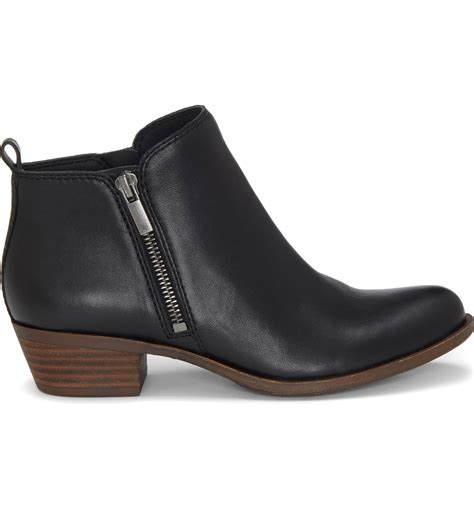 Lucky Brand Womens Basel Bootie Black Leather Side Zip Low Cut Ankle
