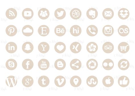 social media icons set beige color  etsy