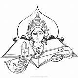 Saraswati Devi Maa Vidhyalay Lotus Xcolorings Clipground sketch template