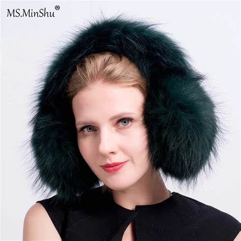 Ms Minshu Drop Shipping Unisex Genuine Raccoon Fur Earmuff Winter Ear
