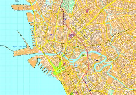 manila vector map eps illustrator vector maps  asia cities eps