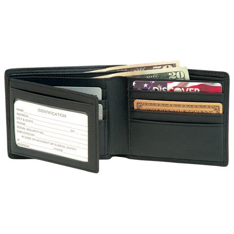 mens royce leather bi fold wallet  double id flap