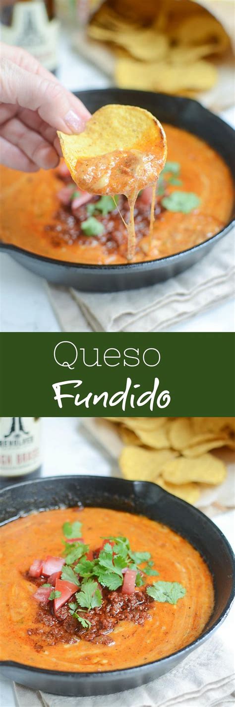 queso fundido spicy cheese dip with chorizo serve with