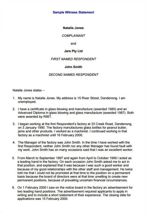 witness statement template    documents   word