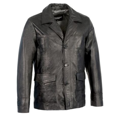 Men’s Leather Car Coat Jacket W Button Front Milwaukeee