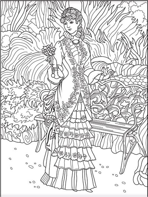 victorian woman coloring page colorish  coloring app  adults