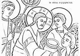 Orthodox Coloring Pages Christian Icons Kids Bible Byzantine Zografies sketch template