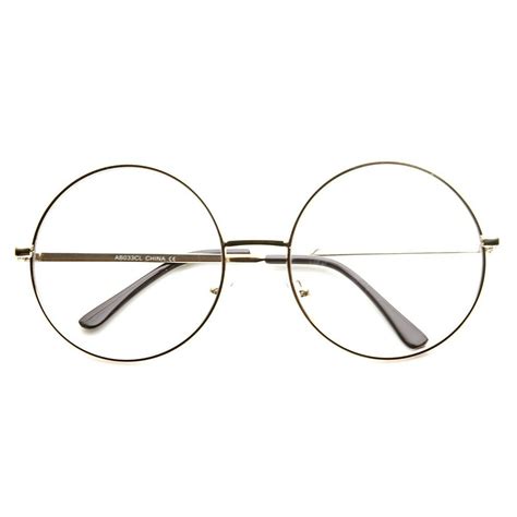 Large Oversized Metal Frame Clear Lens Round Circle Eye Glasses
