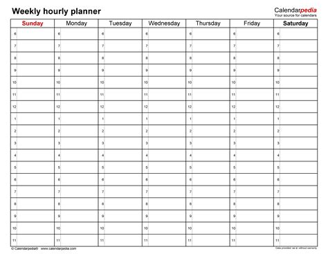 printable weekly hourly daily planner student handouts hourly