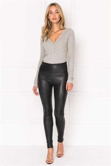 high rise stretch leather leggings in 2019 leather