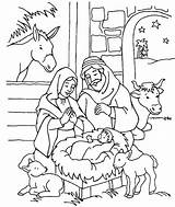 Jesus Coloring Nativity Christ Scenery Color sketch template