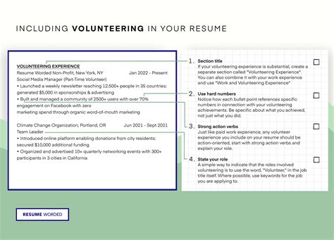 list volunteer work   resume