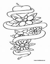 Heart Coloring Pages Ribbon Flower Colormegood Holidays sketch template