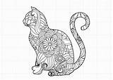 Cat Svg Zentangle Mandala  Cricut sketch template