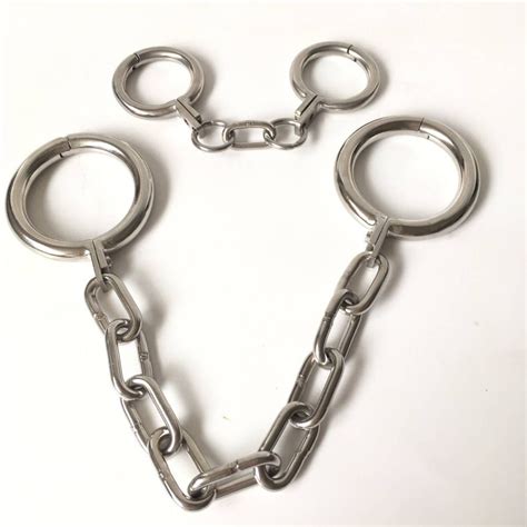 Stainless Steel Metal Bondage Kit Handcuffs Leg Irons Slave Restraints