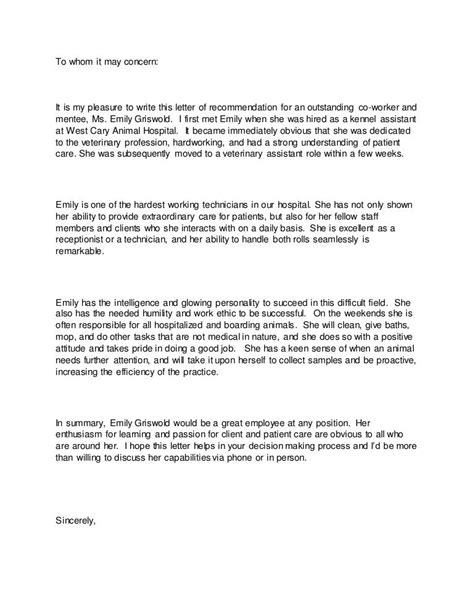 view  sample letter  recommendation  veterinary school