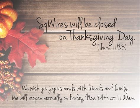 thanksgiving closed sign sqwires restaurant market