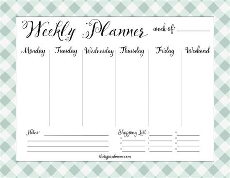 printable weekly planner  typical mom