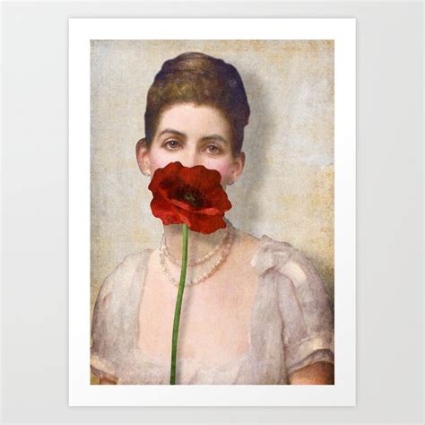 Girl With Red Poppy Flower Art Print By Diogoverissimo
