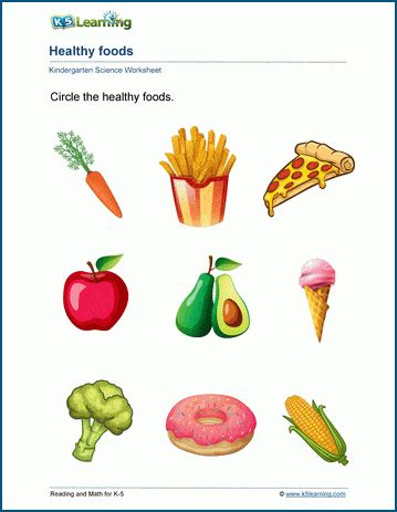 healthy foods worksheets  learning