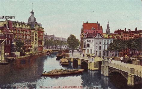 netherlands amsterdam binnen amstel  amsterdam canal postcard