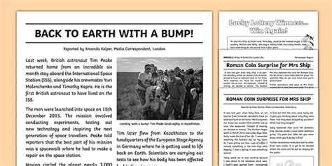 newspaper examples year  news report writing  pack primary