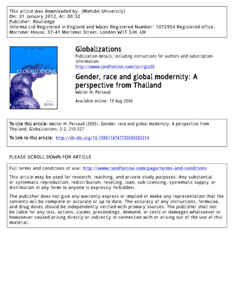 pdf gender race and global modernity a perspective from thailand
