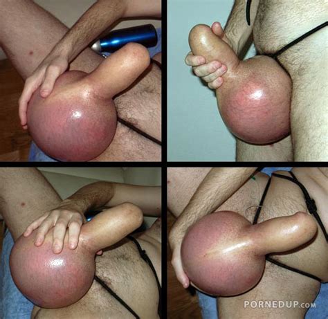 weird saline injected cock and balls porned up
