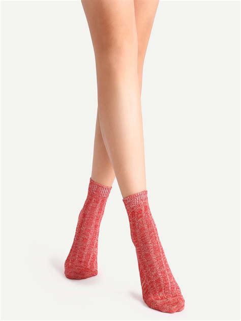 red mottled ankle socks romwe