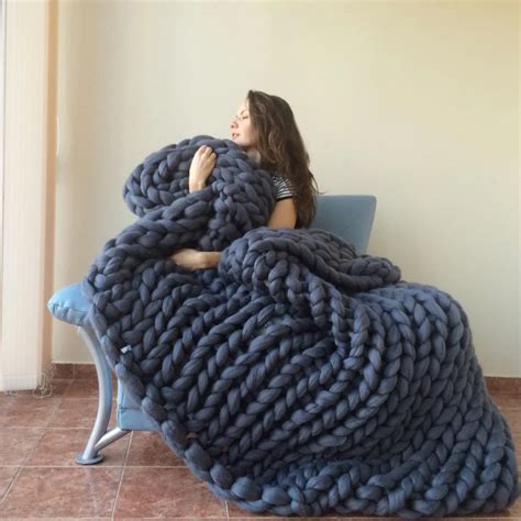 buy chunky blanket giant yarn wool knitted blanket